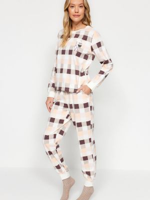 Pletené kockované pyžamo Trendyol