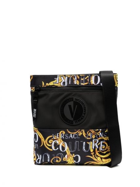 Чанта за ръка с принт Versace Jeans Couture черно