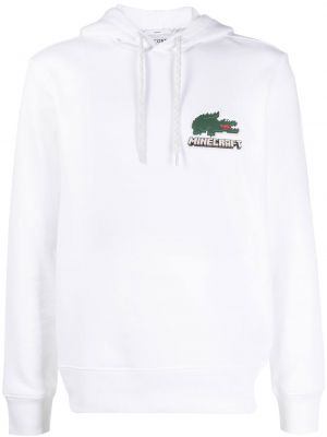 Суичър с качулка с принт Lacoste бяло