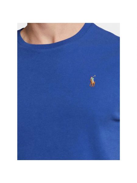 Koszulka bawełniana z okrągłym dekoltem Polo Ralph Lauren niebieska