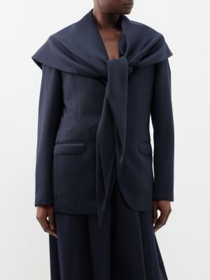Однобортный пиджак из твила со съемным шарфом Simone Rocha синий