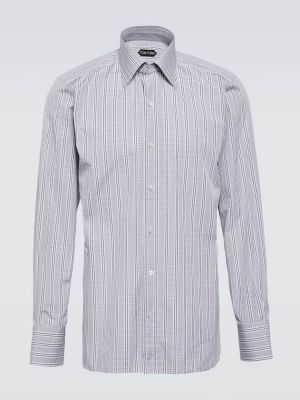 Camicia di cotone a quadri Tom Ford grigio