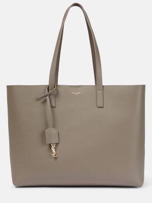 Borsa shopper di pelle di pelle Saint Laurent marrone