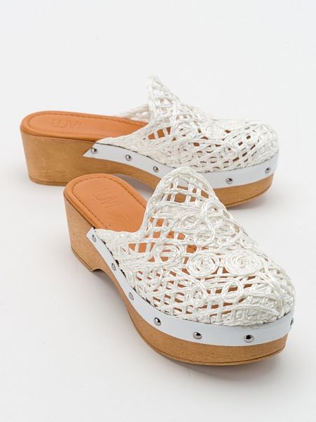 Pletené kožené domáce papuče Luvishoes biela