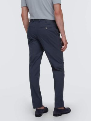Pantalon droit en coton Brioni bleu