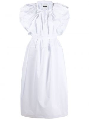 Vestido midi con escote v Jil Sander blanco