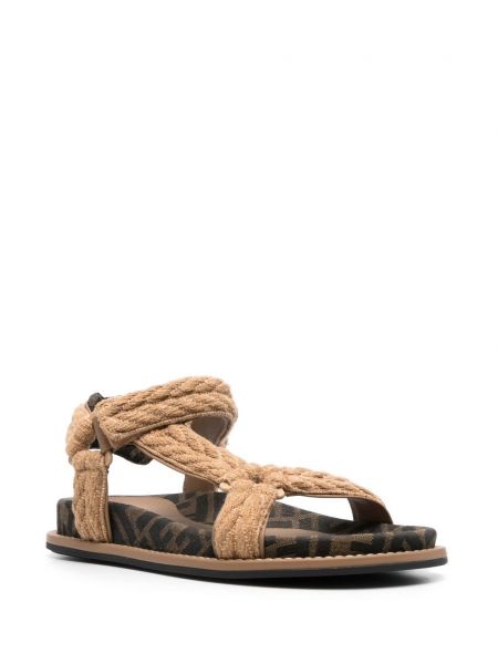 Pletené sandály bez podpatku Fendi hnědé