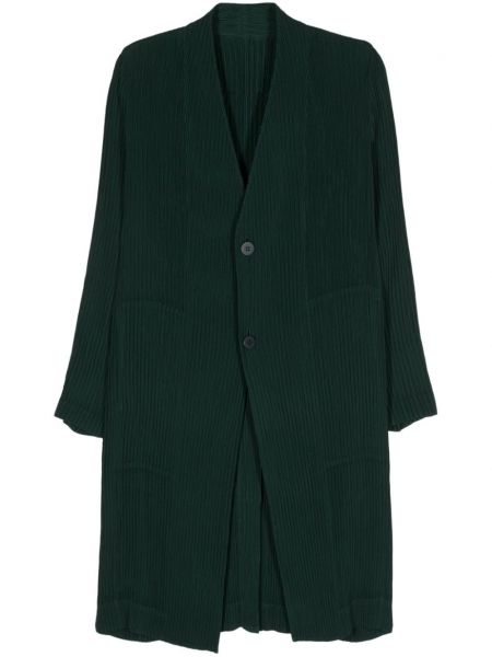 Плисирано право палто с v-образно деколте Pleats Please Issey Miyake зелено