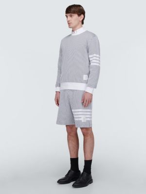 Shorts en coton à rayures Thom Browne gris