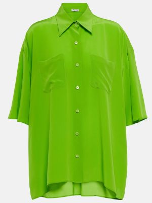 Hedvábná košile Miu Miu zelená