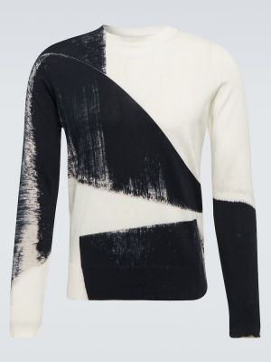 Жакардов памучен пуловер Alexander Mcqueen бяло