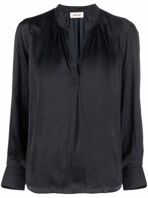 Σατέν μπλούζα με λαιμόκοψη v Zadig&voltaire μαύρο