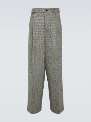 Pantaloni cu picior drept de lână din tweed Dries Van Noten