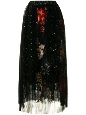 Falda midi con bordado Biyan negro