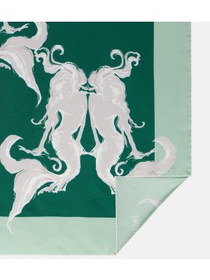 Копринен шал с принт Valentino зелено