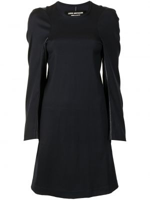 Vlněné dlouhé šaty na zip s dlouhými rukávy Junya Watanabe Comme Des Garçons Pre-owned - černá