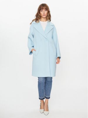 Vlnený priliehavý kabát Marella modrá