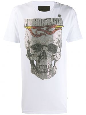 T-krekls ar apaļu kakla izgriezumu Philipp Plein balts