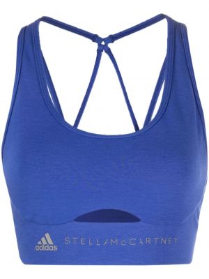 Športni modrček s potiskom Adidas By Stella Mccartney modra