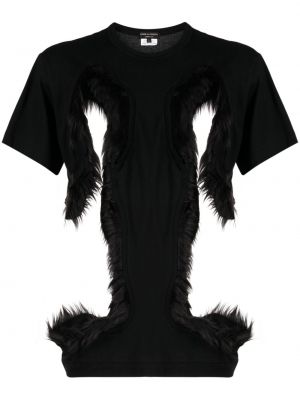 Medvilninis marškinėliai su kailiu Comme Des Garçons Homme Plus juoda