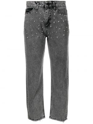 High waist jeans mit kristallen Ana Radu grau
