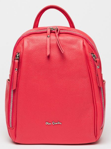 Кожаный рюкзак с карманами Pierre Cardin розовый