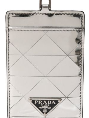 Кожаный кошелек Prada серебряный