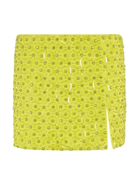 Haftowana mini spódniczka elegancka Des Phemmes żółta