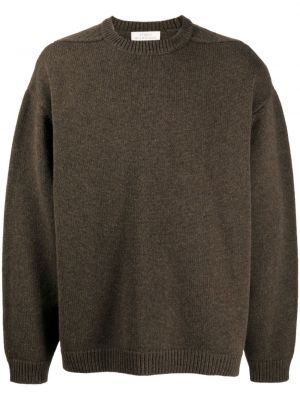 Пуловер с кръгло деколте Studio Nicholson кафяво