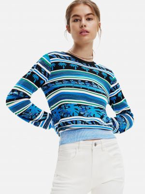 Svītrainas džemperis Desigual zils