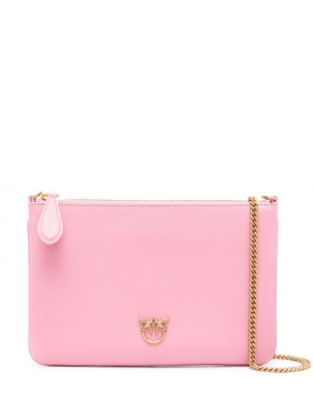 Kožna clutch torbica Pinko ružičasta