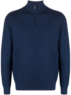 Пуловер с цип Brioni синьо