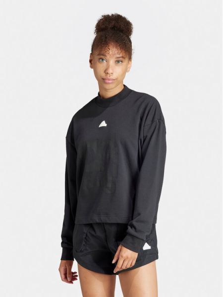 Свитшот с принтом свободного кроя Adidas черный