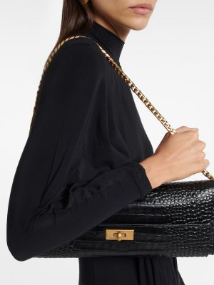 Kožená listová kabelka Balenciaga čierna