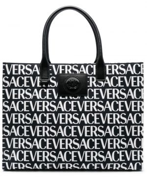Borsa shopper con stampa Versace nero