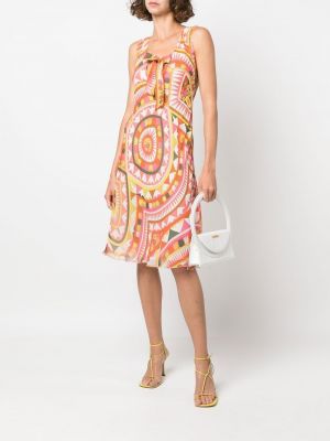 Hedvábné šaty s potiskem Emilio Pucci Pre-owned růžové