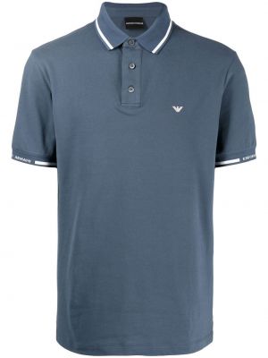 Brodert poloskjorte Emporio Armani blå