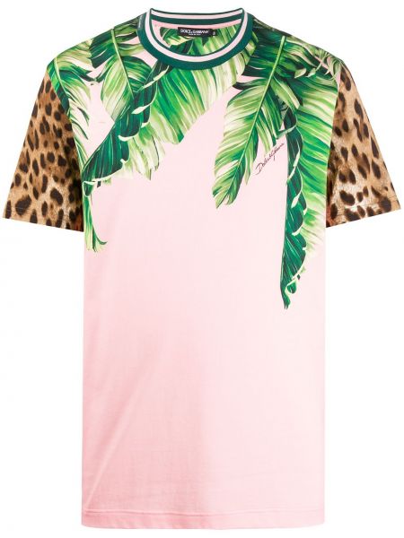 Camiseta con estampado animal print con estampado tropical Dolce & Gabbana