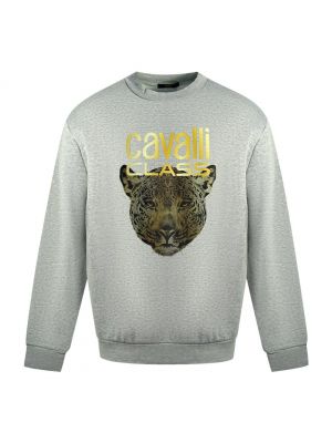 Леопардовый свитер с принтом Roberto Cavalli серый