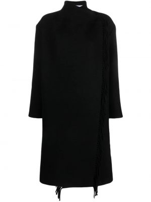 Μάλλινο παλτό με κρόσσια Iro μαύρο