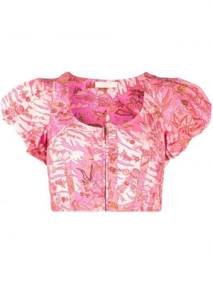 Trykt crop top Ulla Johnson rosa