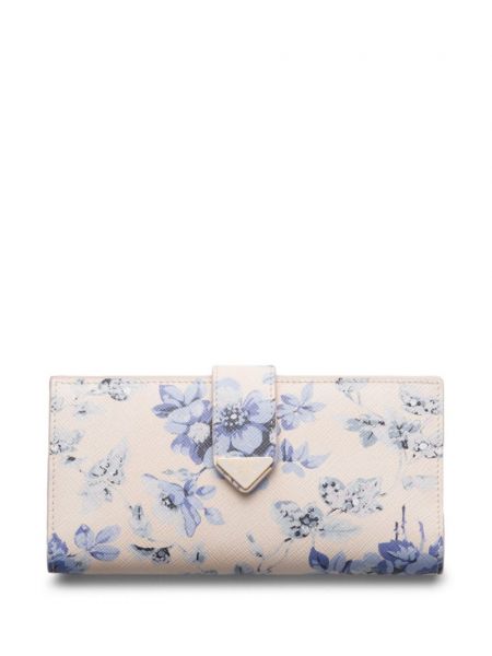 Usnjena denarnica s cvetličnim vzorcem s potiskom Prada