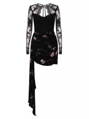 Кружевное платье мини в цветочек с принтом Katie May черное