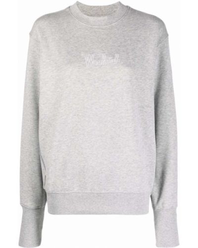 Bomull brodert sweatshirt Woolrich grå