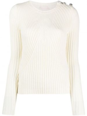 Пуловер с кръгло деколте Liu Jo бяло