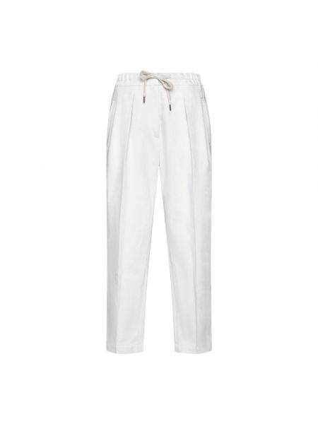 Spodnie 7/8 z wysoką talią Brunello Cucinelli białe