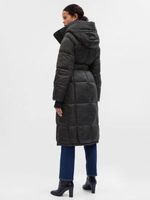 Prošívaný zimní kabát s kapucí Gap černý
