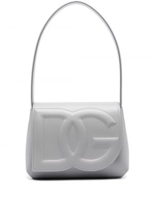 Kožená kabelka Dolce & Gabbana sivá