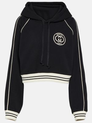Pamučna hoodie s kapuljačom od jersey Gucci crna