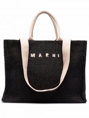 Shopper kabelka s výšivkou Marni černá